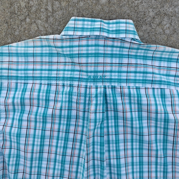 Ariat Men's Pro Shirt Blue White Plaid Medium Cowboy Button Down Short Sleeve - Picture 5 of 9